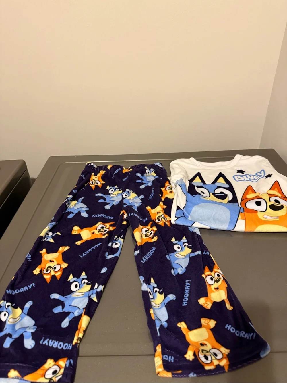 Bluey- Blue and Orange Cartoon Dog Kids Pajama Set- Size 4T